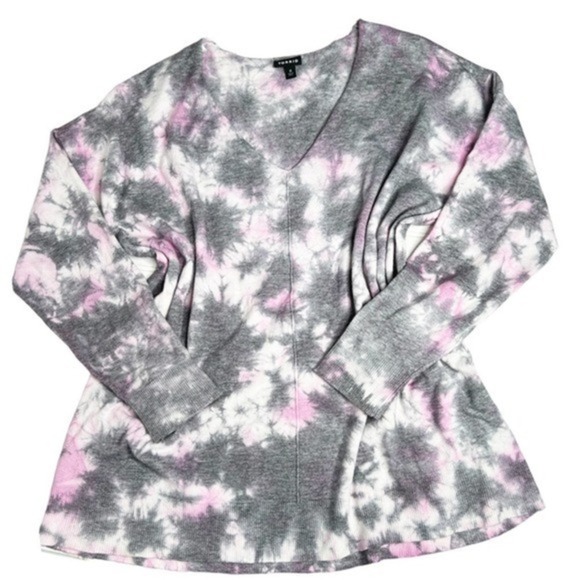Torrid Htay Pink Tie Dye Pullover Drop Shoulder Sweater Size 0 - Picture 4 of 10